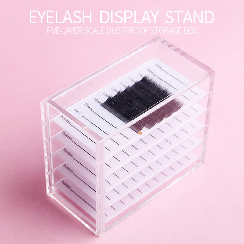 5-Layer Eyelash Acrylic Lash Tray Holder - Transparent - Lashpire