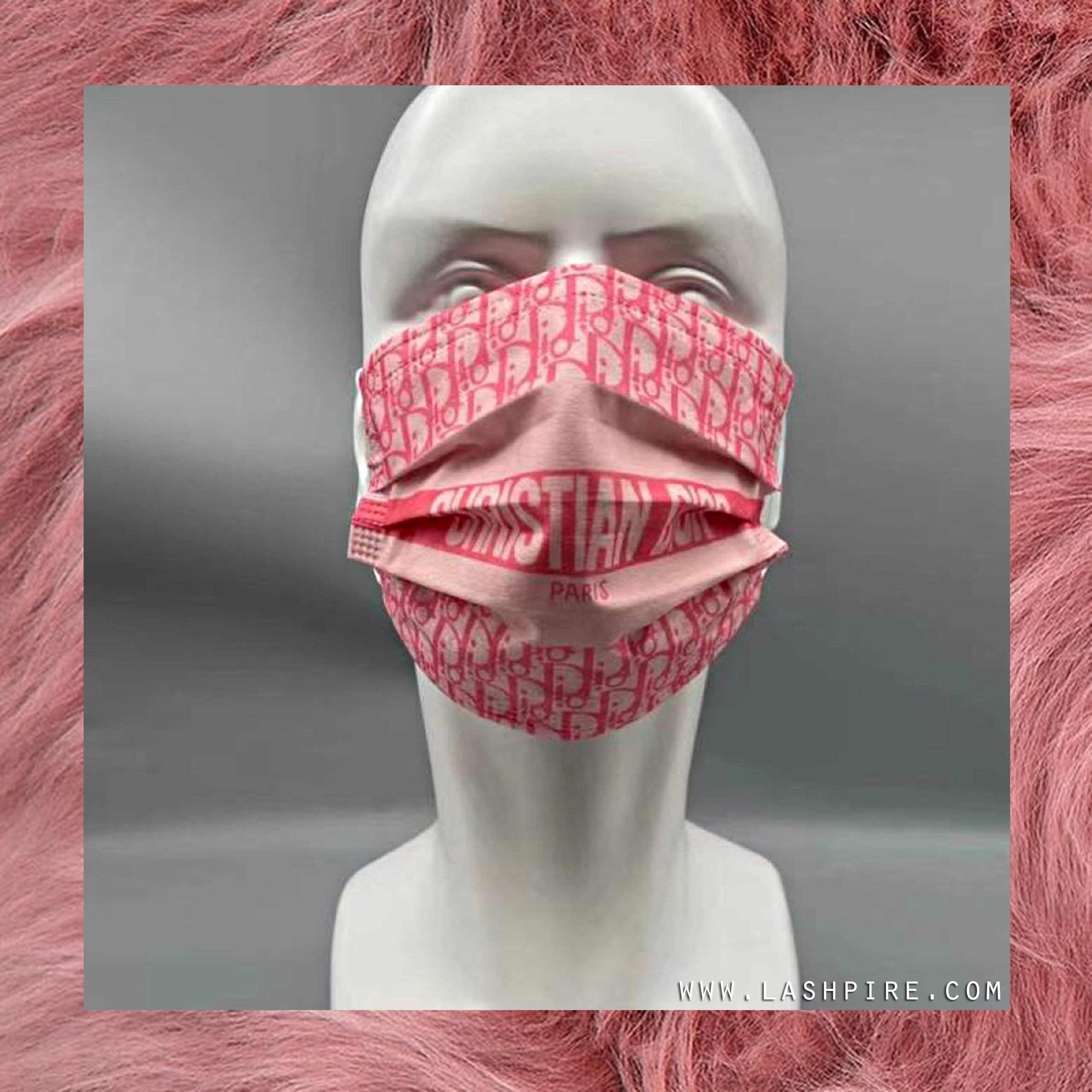 Christian Dior Pink CD Luxury Designer 3-Ply Non-woven Protective Face