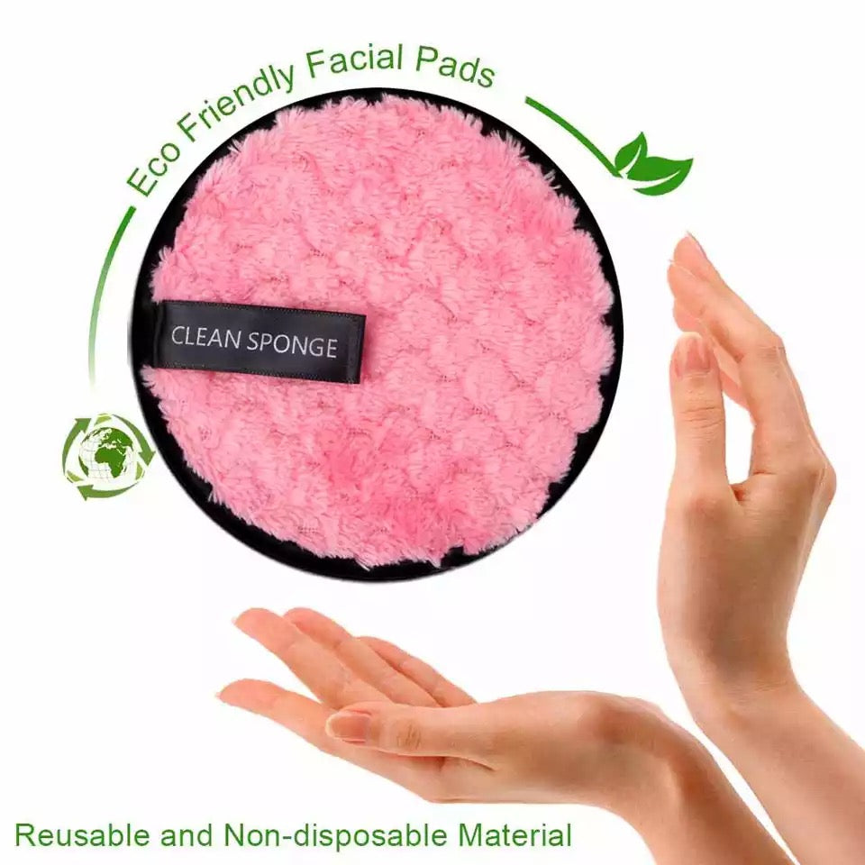 Pink Microfiber Facial Cleaner Towel Makeup Remover Face Cleansing Sponge  Puff Reusable Cosmetic Puff Cleaning Pad