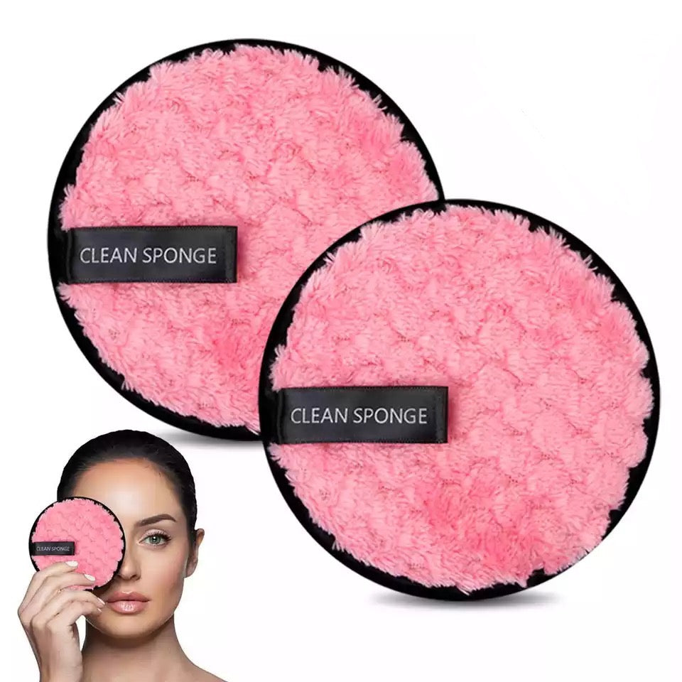 Pink Microfiber Facial Cleaner Towel Makeup Remover Face Cleansing Sponge Puff Reusable Cosmetic Puff Cleaning Pad
