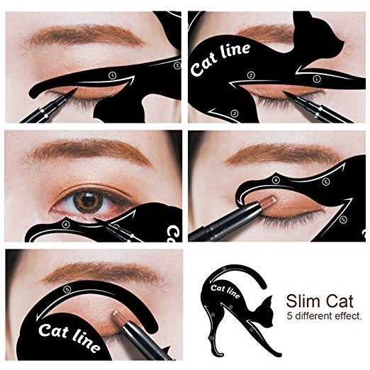 2pcs/set Multifunctional Cat Eyeliner Stencil Eyeshadow Eyebrow Stencils Eye liner Template Shape Guide