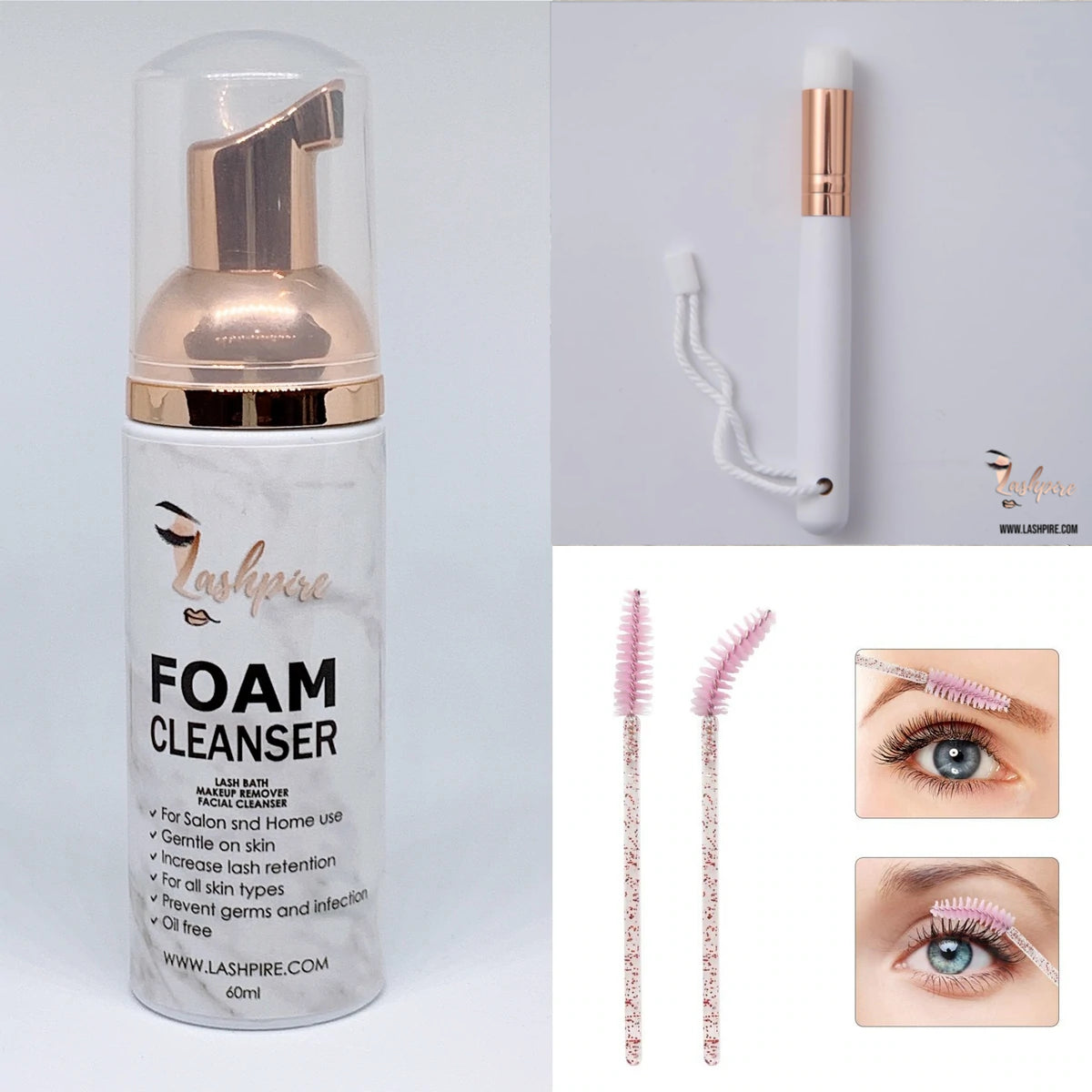 LASHPIRE® Foam Cleanser Shampoo Kit Pink Series V2